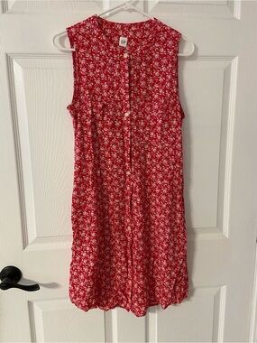 T39- GAP Red-White Floral Shirt Dress
